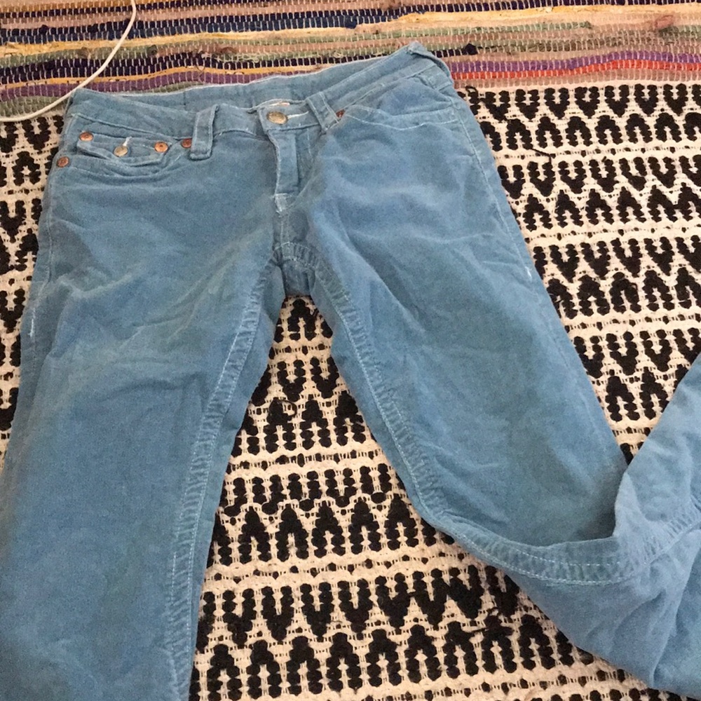 Low rise vintage True Religion velvet jeans